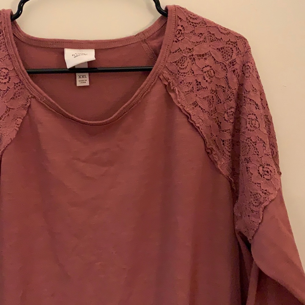 Soft long sleeve pullover/ top, lace